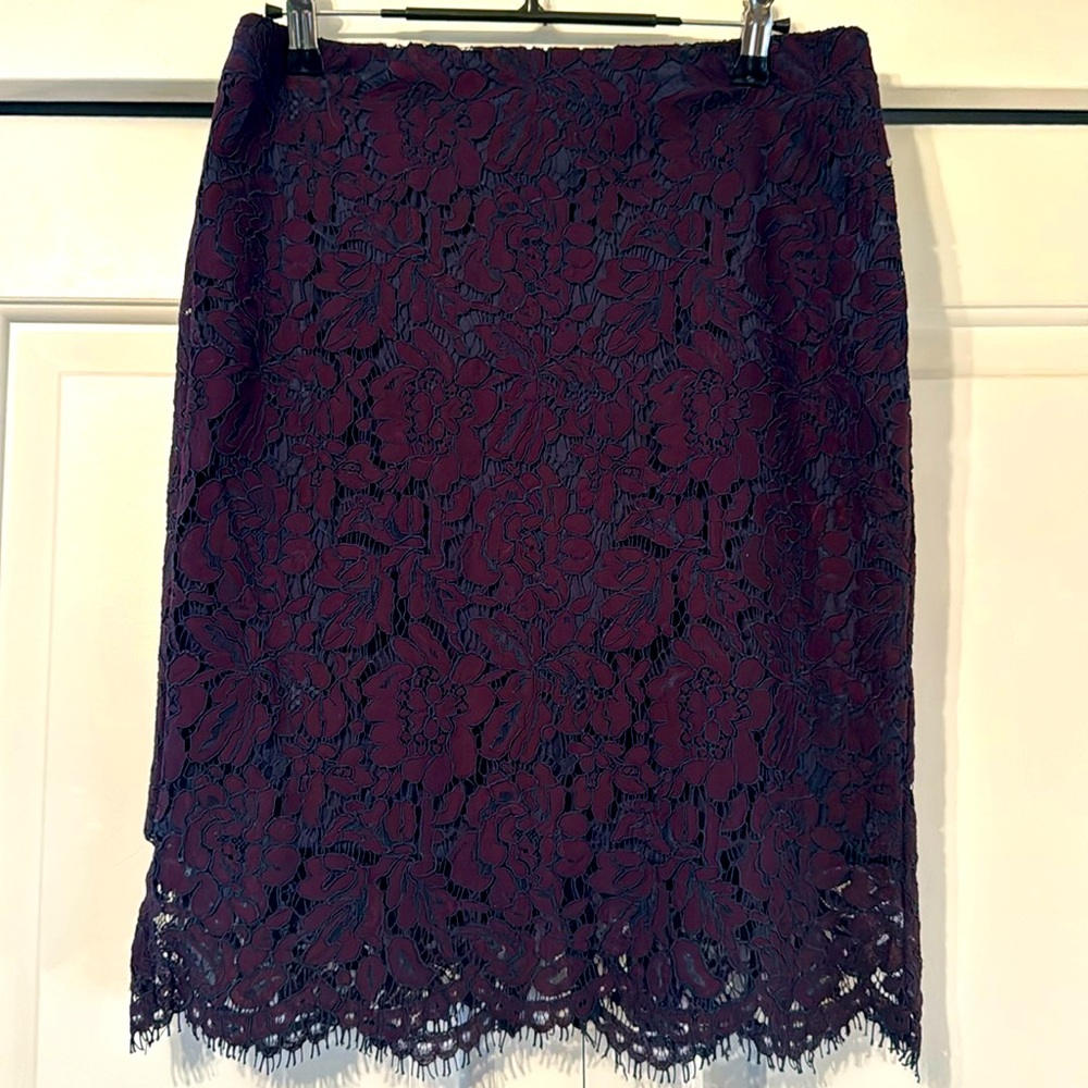 Banana Republic Navy and Burgundy Pencil Skirt Size 2
